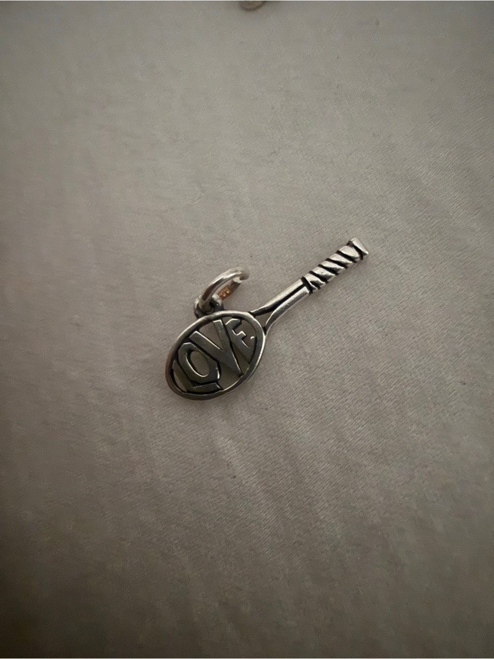 James Avery Silver Tennis Racket 'LOVE' Charm